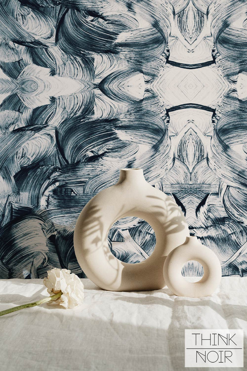 Blue Watercolor Brush Wallpaper for walls | ThinkNoirWallpaper