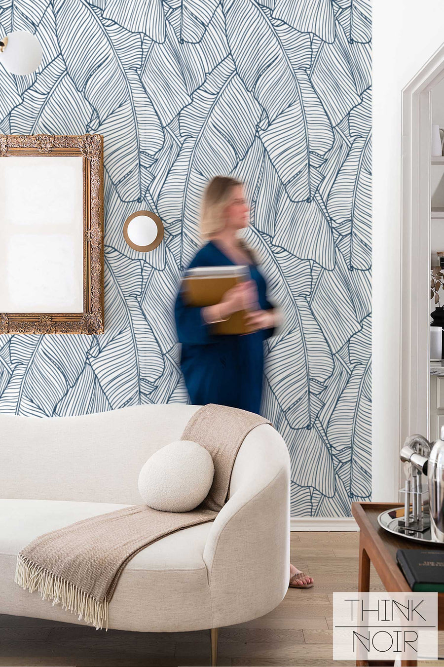 Blue Banana Leaf Wall Mural