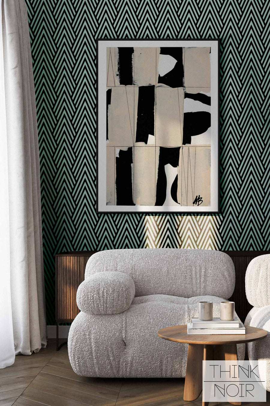 A stylish green retro wallpaper design.