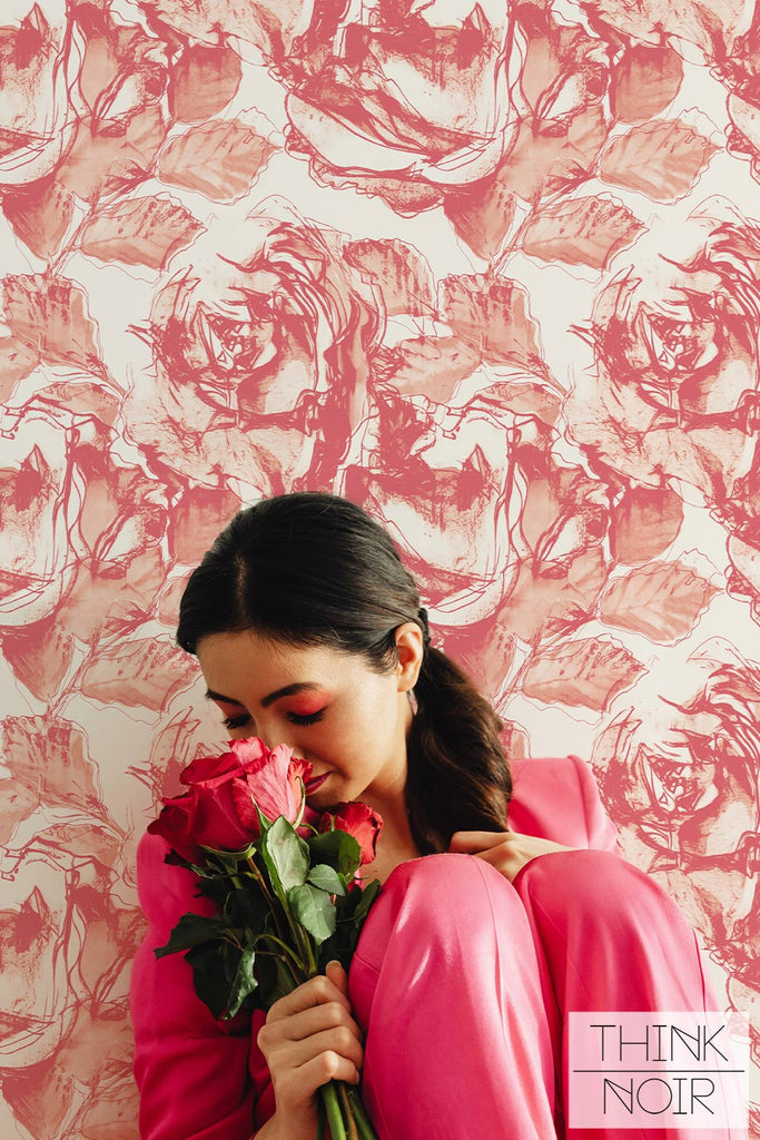 pink rose print wallpaper self adhesive