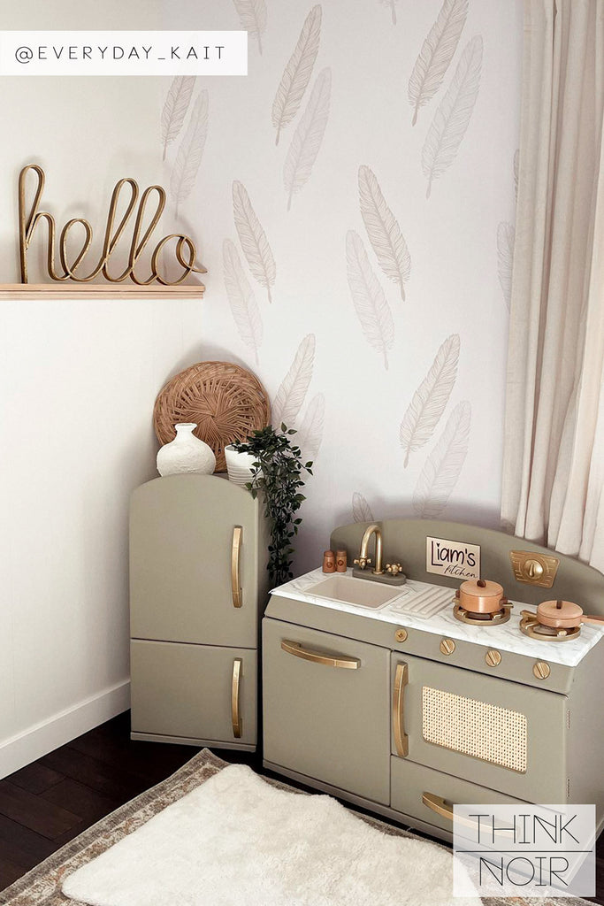 Serene feather theme baby nursery removable wallpaper