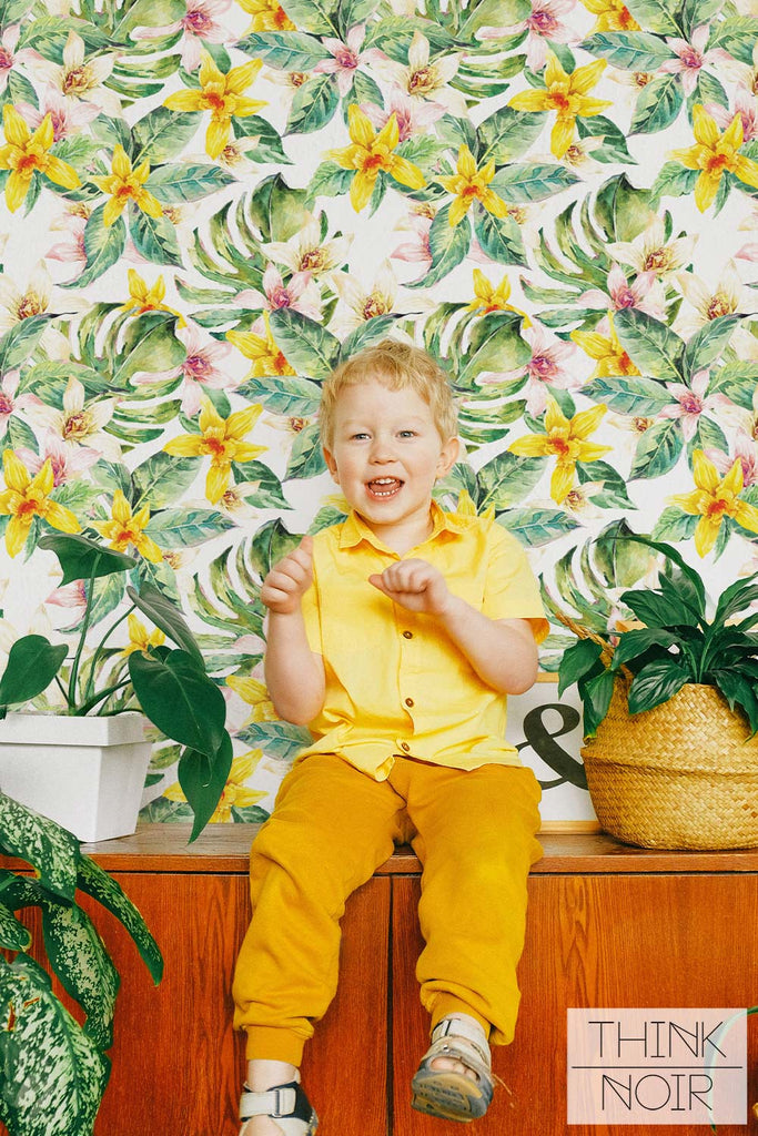 Floral wallpaper for kids room design