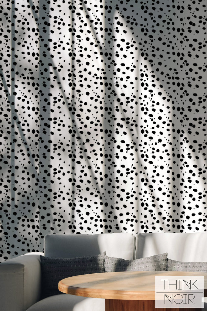 dalmatian inspired wallpaper print for elegant living room design