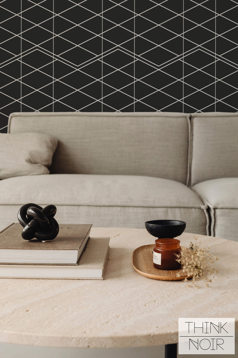 Dark Grey Geometric Wallpaper for walls | ThinkNoirWallpaper