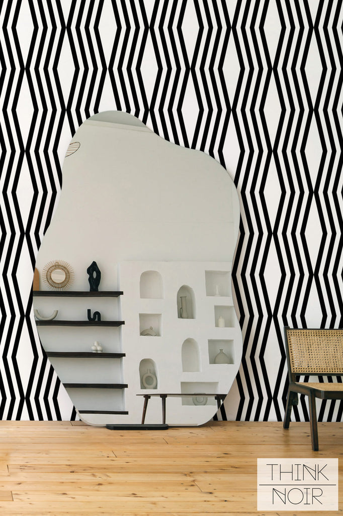 High end geometric wallpaper for living room interior