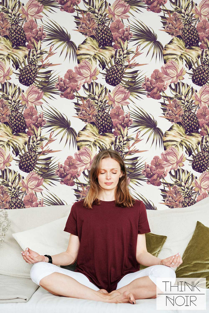 Pineapple print self adhesive wallpaper