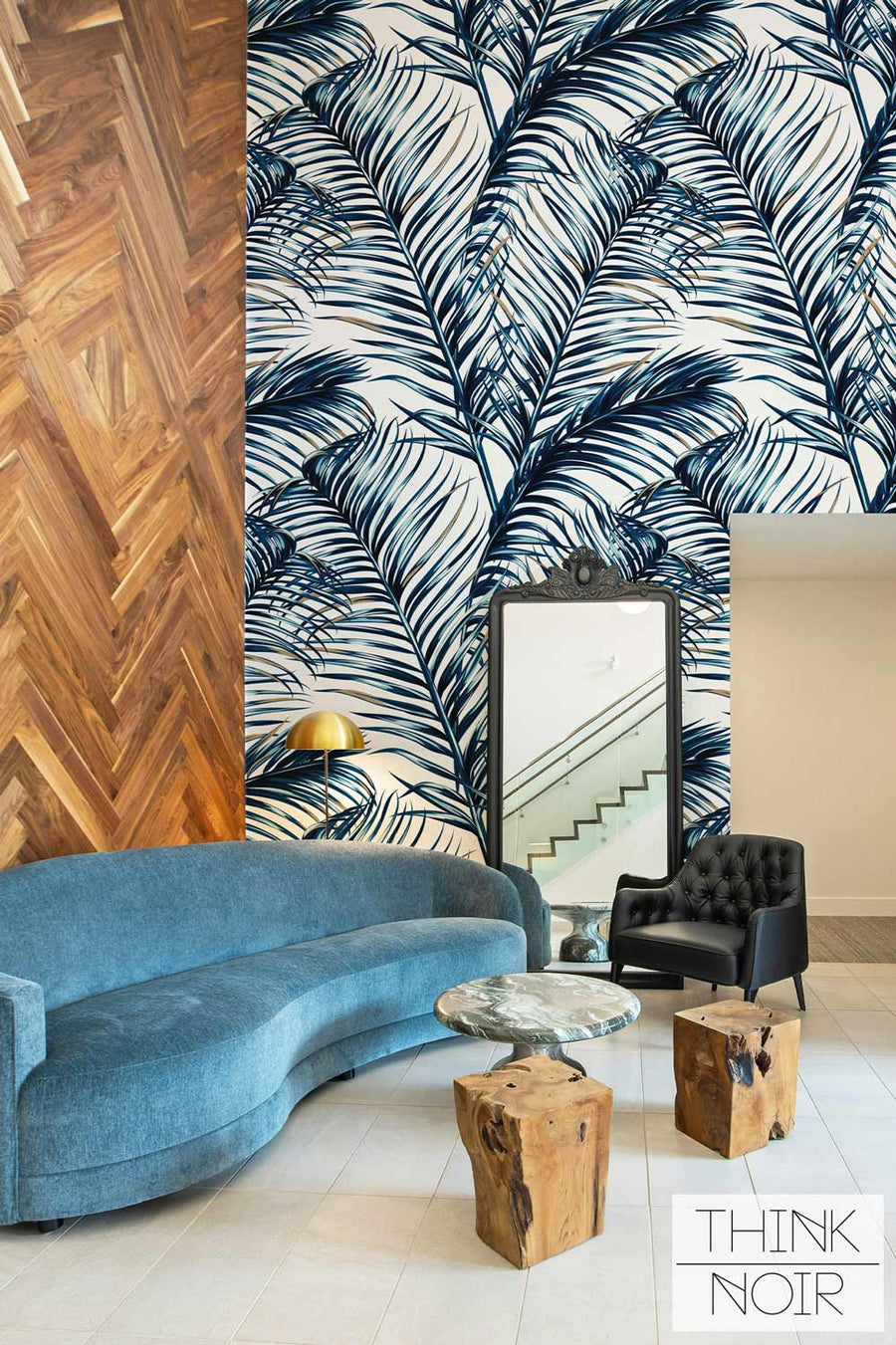 Blue Jungle Theme Wall Mural