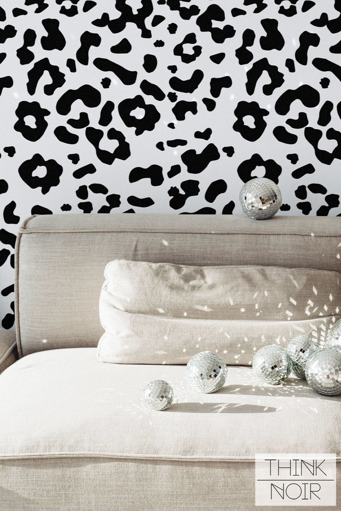 luxury bedroom with leopard print wallpaper