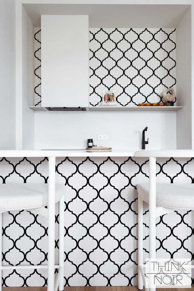Chic kitchen wallpaper accent wall