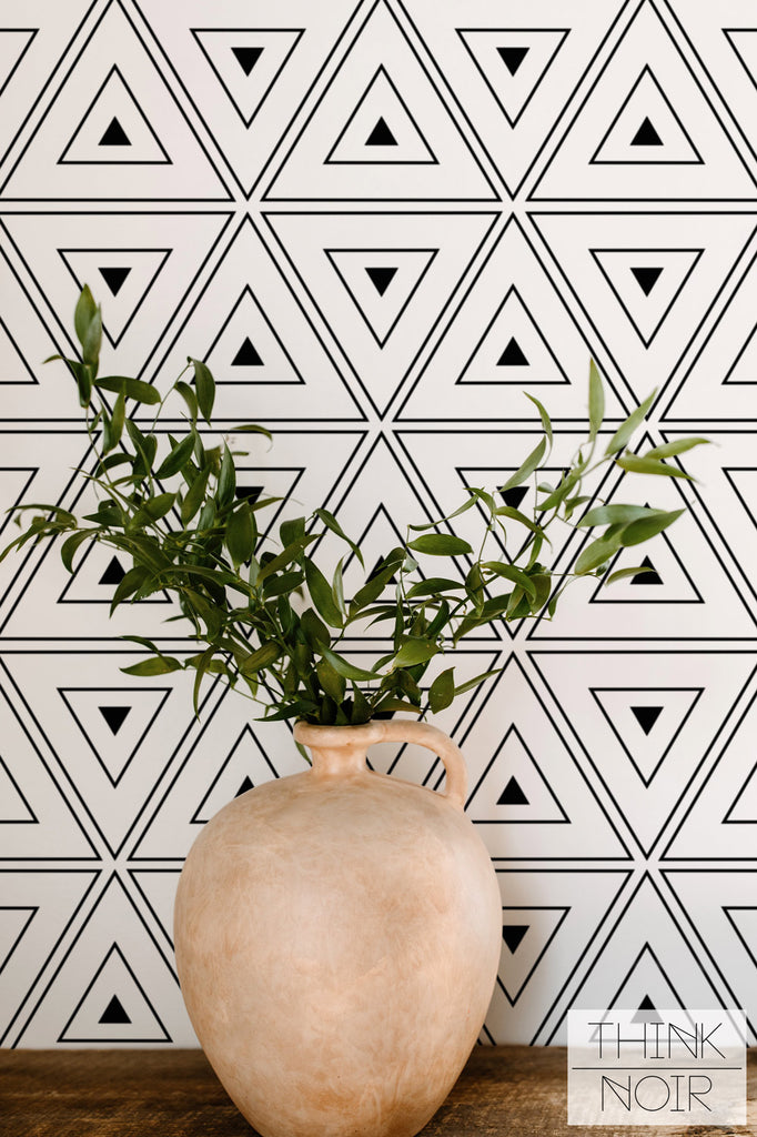 living room geometric wallpaper accent wall