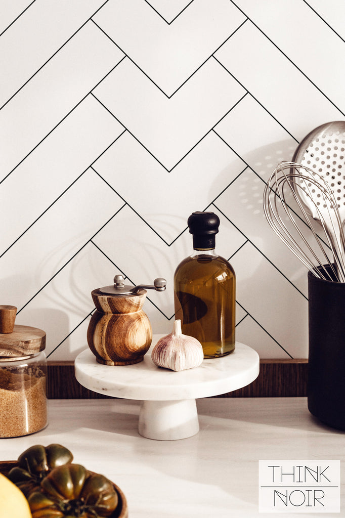 Simple scandinavian design wallpaper in stylish kitchen