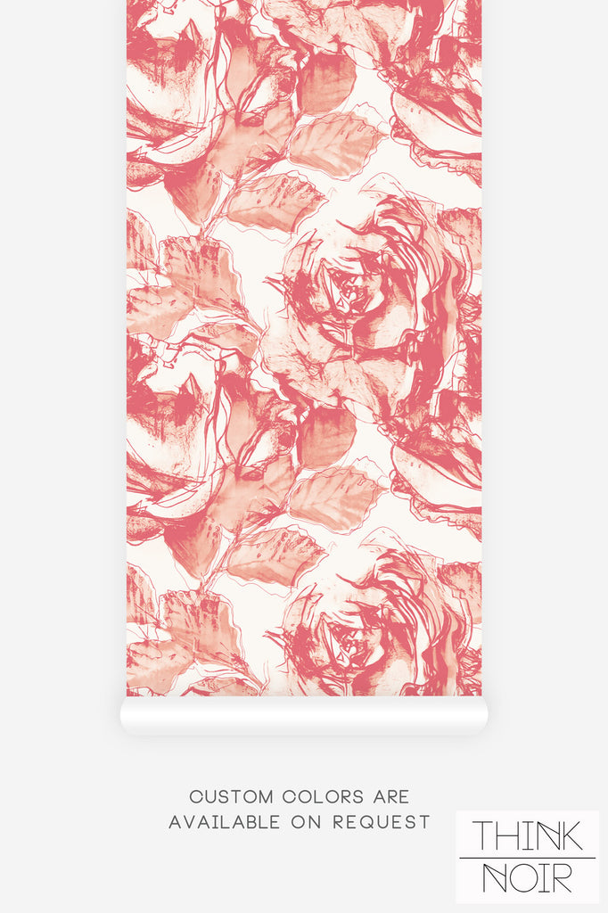 abstract rose print wallpaper design in pink