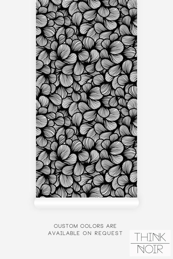 floral black and white elegant wallpaper design