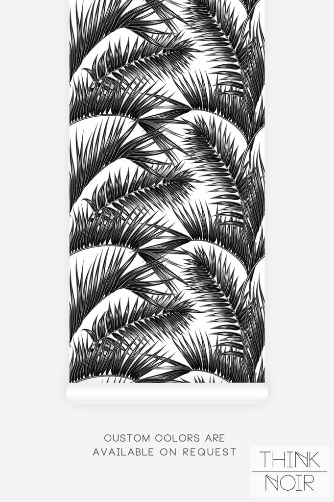 tropical palm leaves print removable wallpaper in elegant home