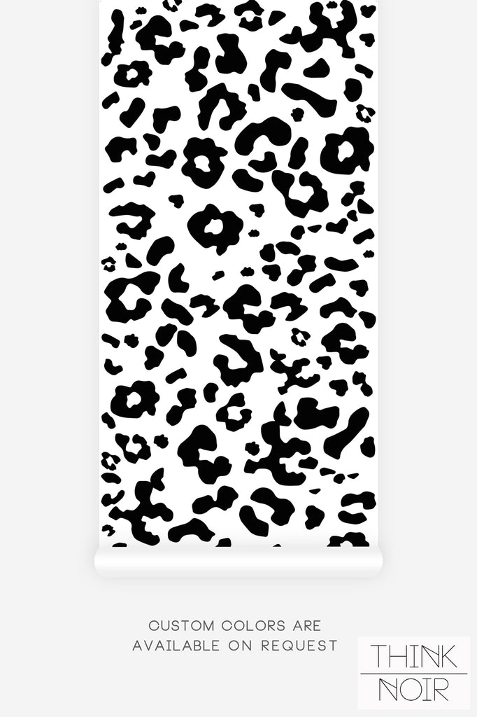 stylish wallpaper with leopard print in black and white