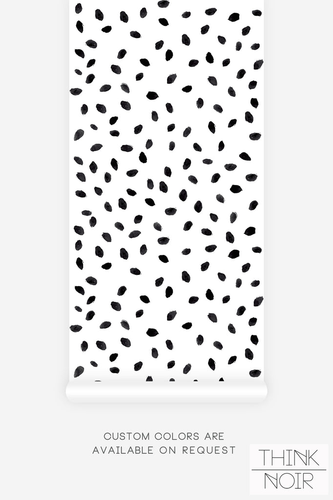 black and white spots print wallpaper for minimalistic home