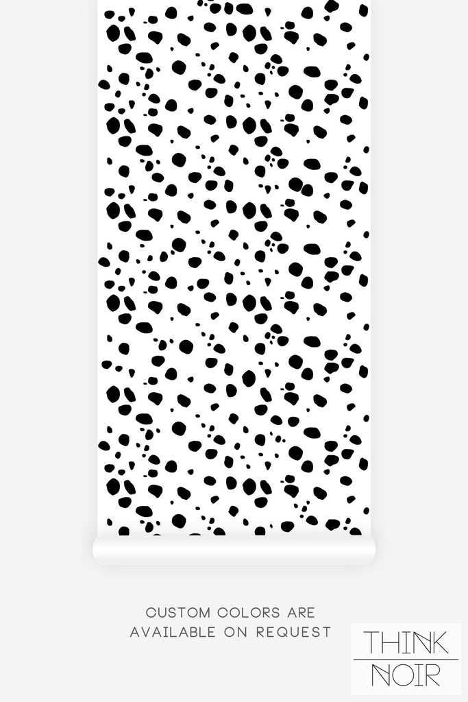 black and white dalmatian print wallpaper for minimalistic home interior