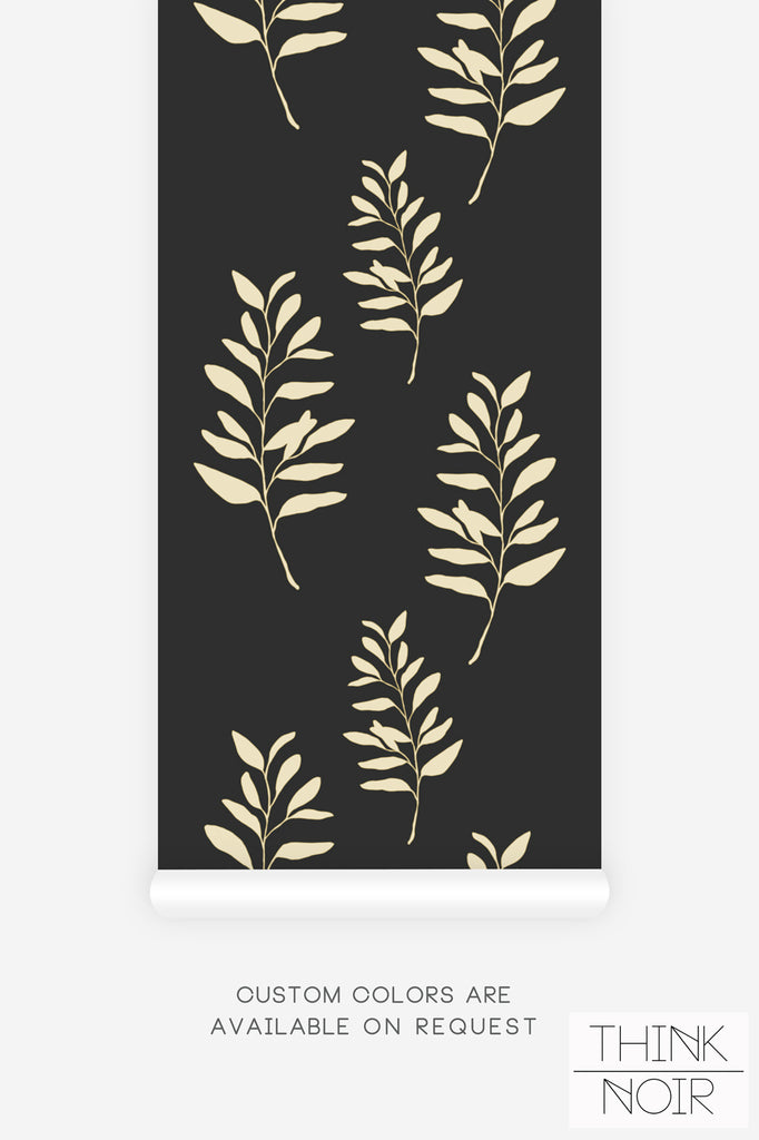 golden leaf print removable wallpaper design