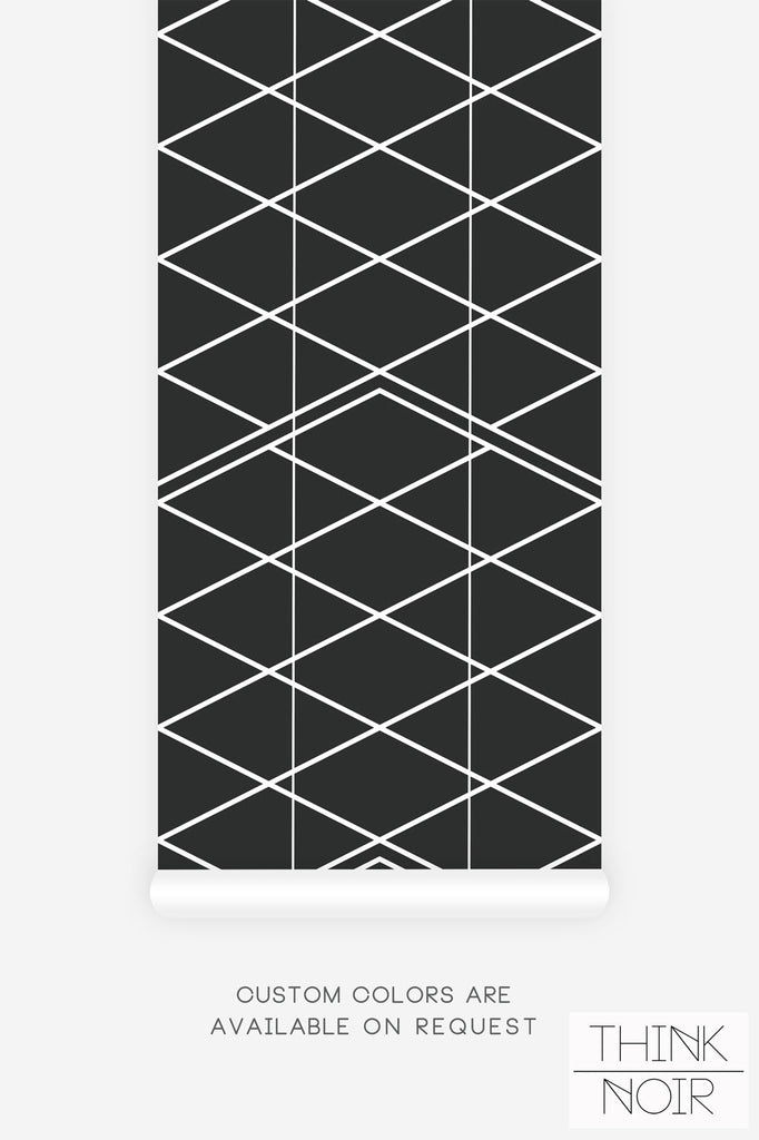 dark grey geometric lines wallpaper design for minimalistic interior