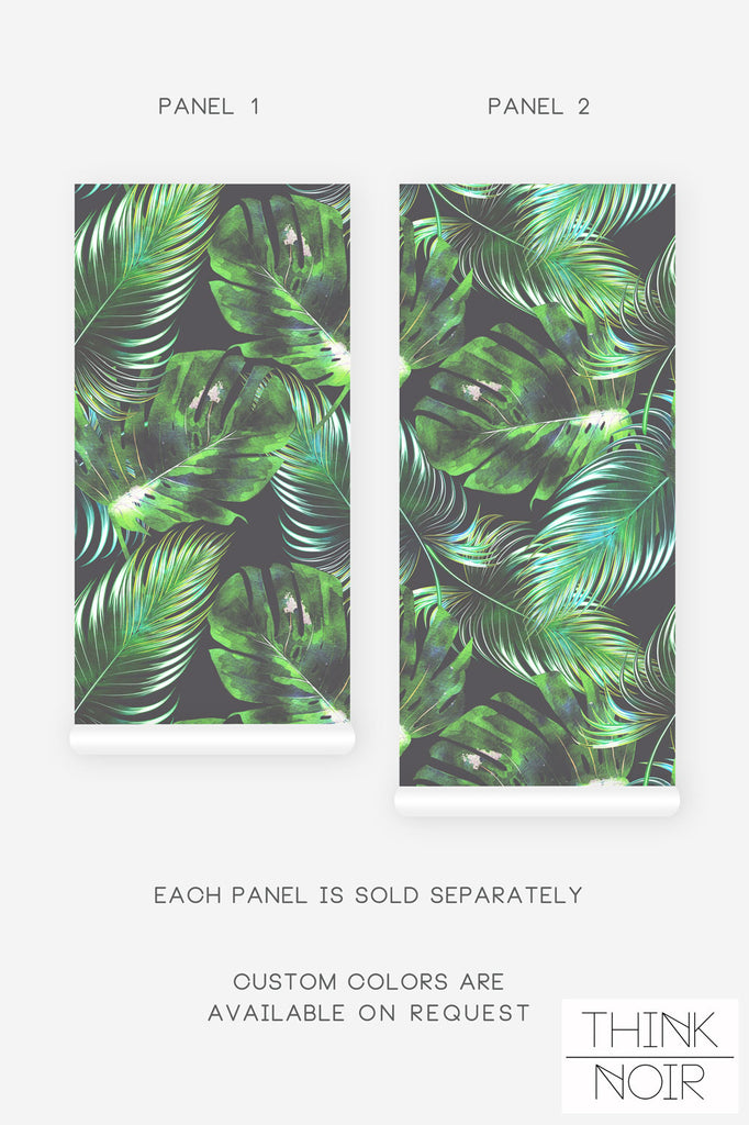 deep green tropical print wallpaper peel and stick