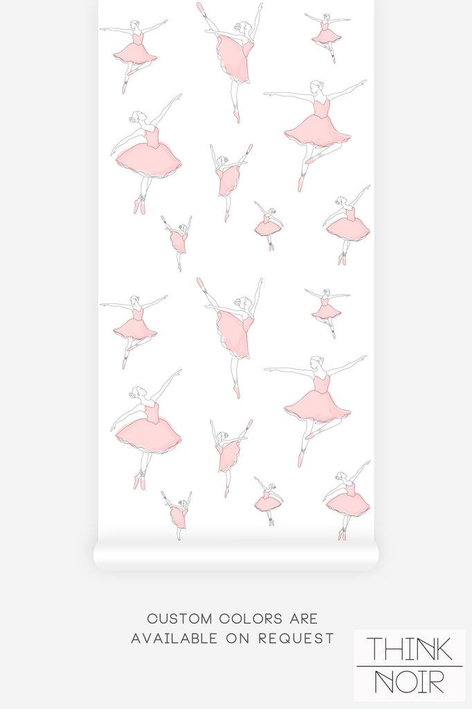 pink ballerina pattern removable wallpaper 