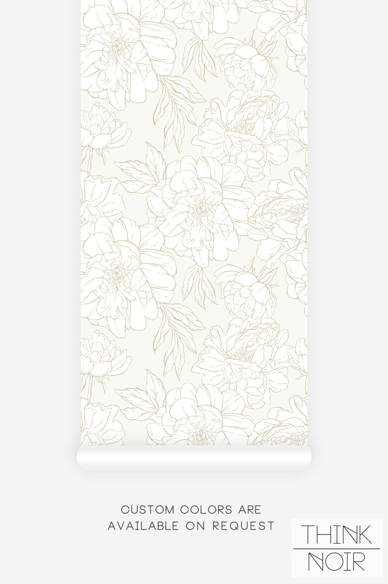 Elegant Light Peonies Removable Wallpaper ThinkNoirWallpaper