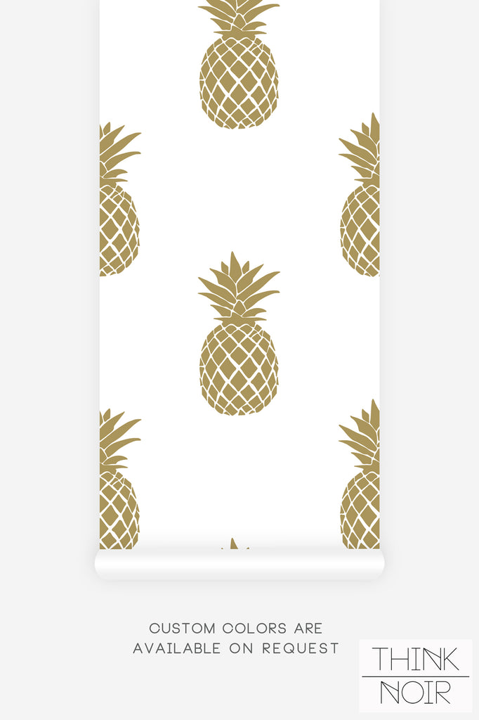 faux gold pineapple print removable wallpaper 