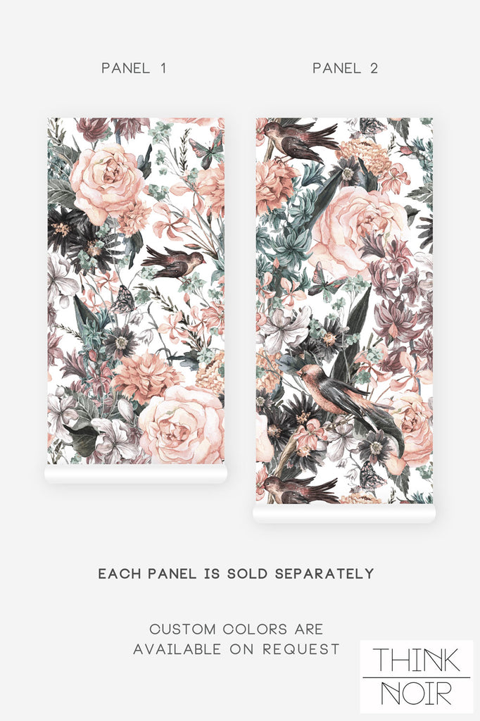 Dreamy floral garden inspired peel and stick wallpaper