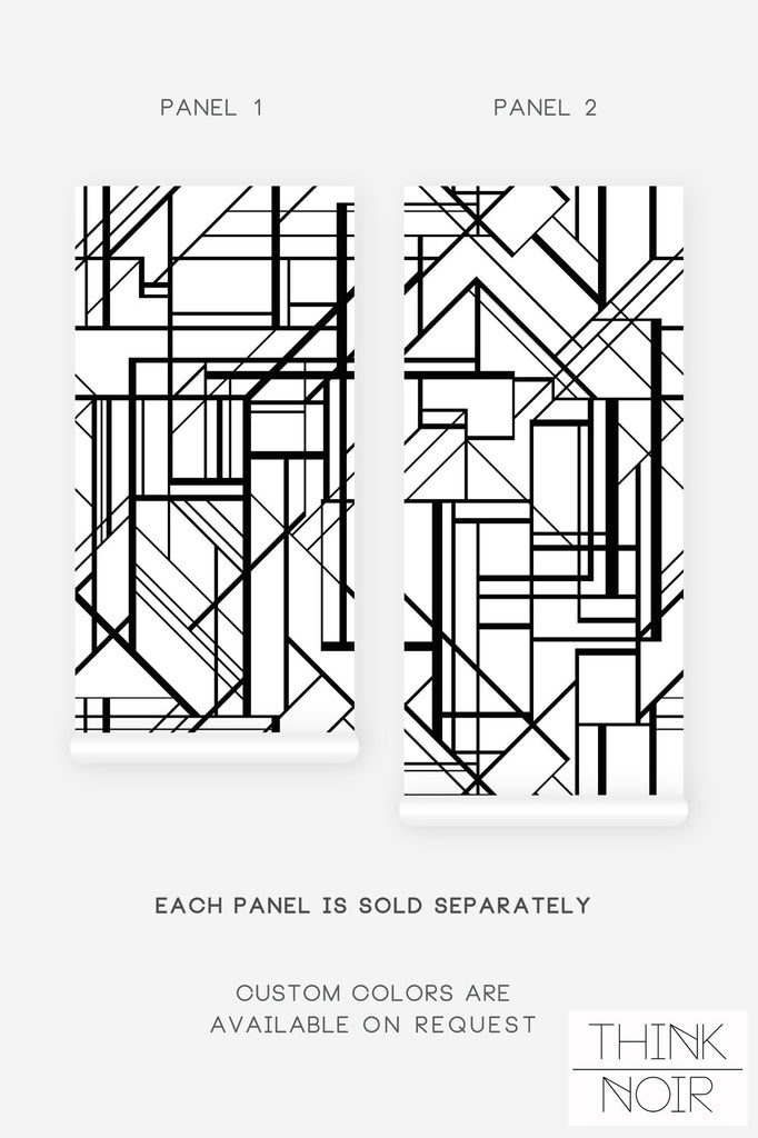 geometric lines wallpaper design for a minimalistic and retro home interior