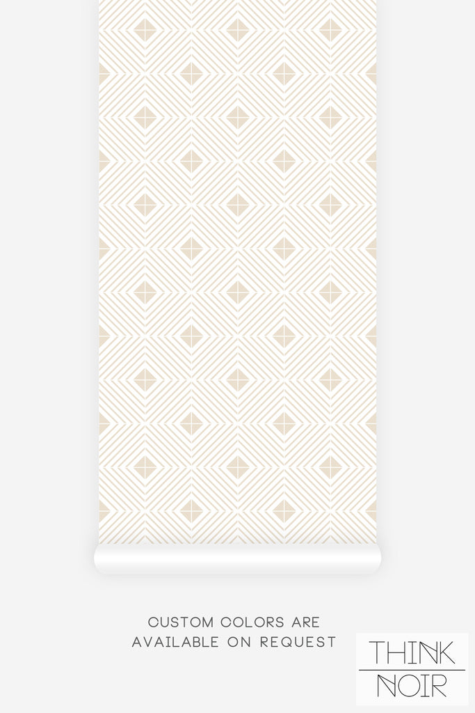 diamond shape inspired wallpaper in neutral colorway