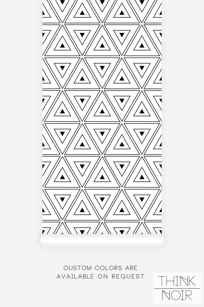 geometric triangle wallpaper design in black and white