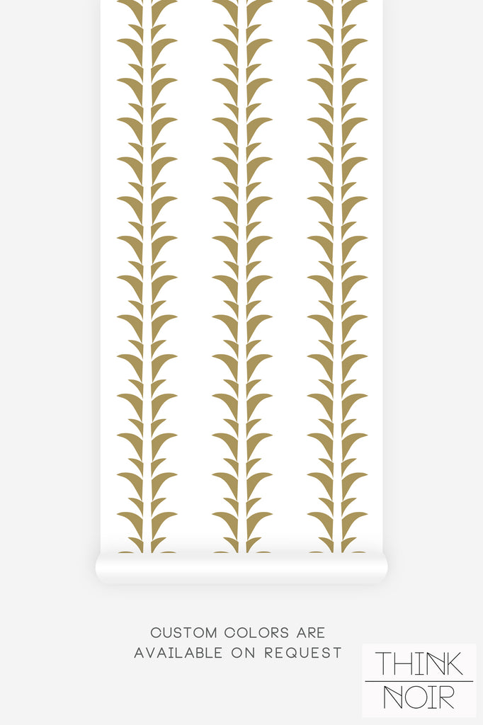 mini palm leaves print removable wallpaper in gold