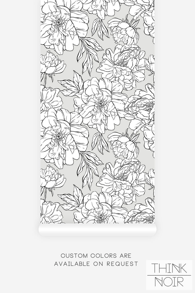 grey floral print wallpaper design 