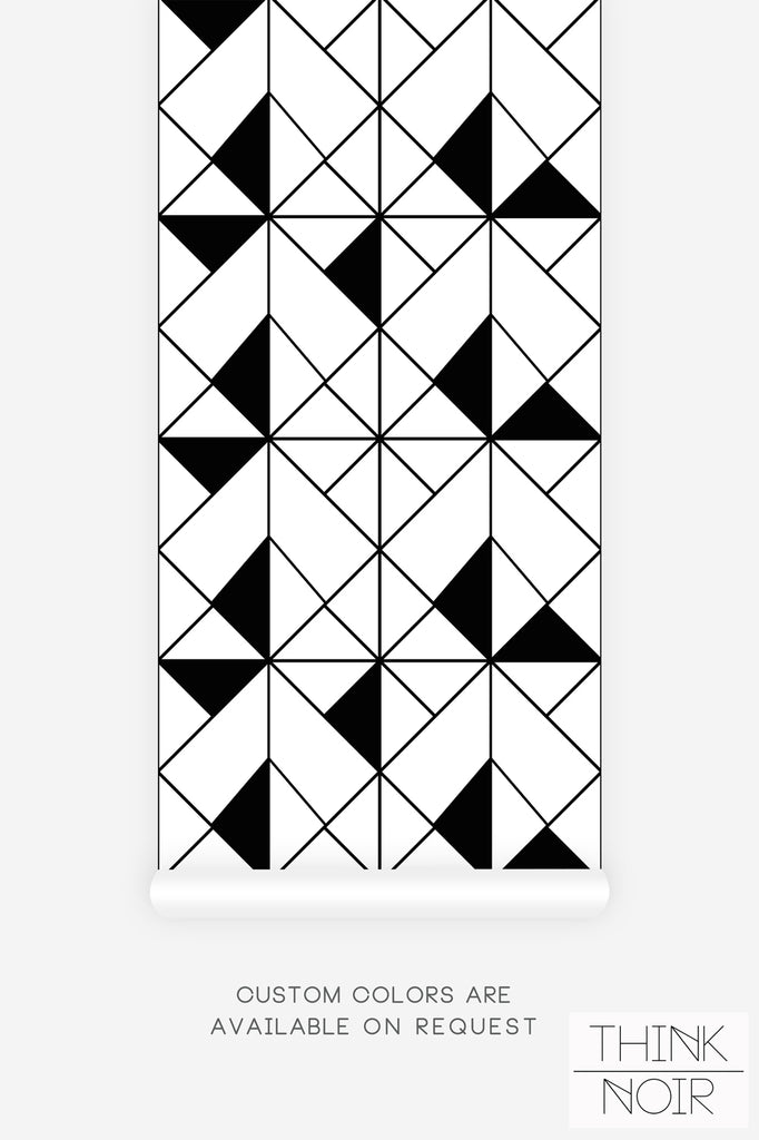 black and white wallpaper with geometric triangles