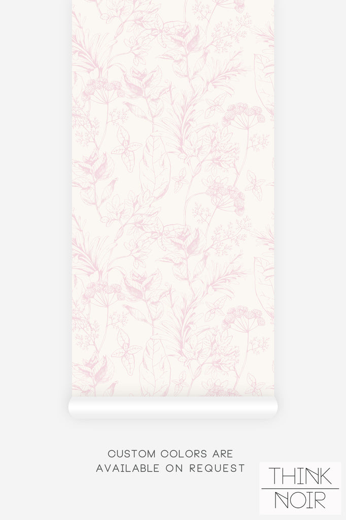 vintage wallpaper pattern with pink floral botanicals