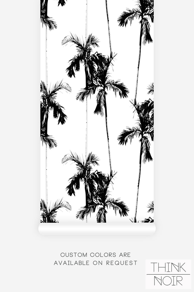 scandinavian inspired wallpaper design with palm leaves