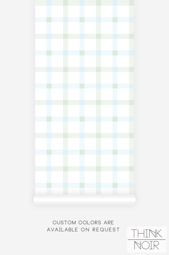 plaid pattern removable kids room wallpaper in pastel colors