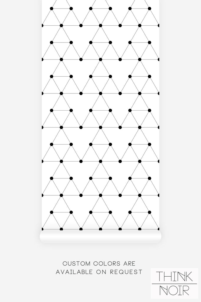 simple geometric triangles print wallpaper in black and white