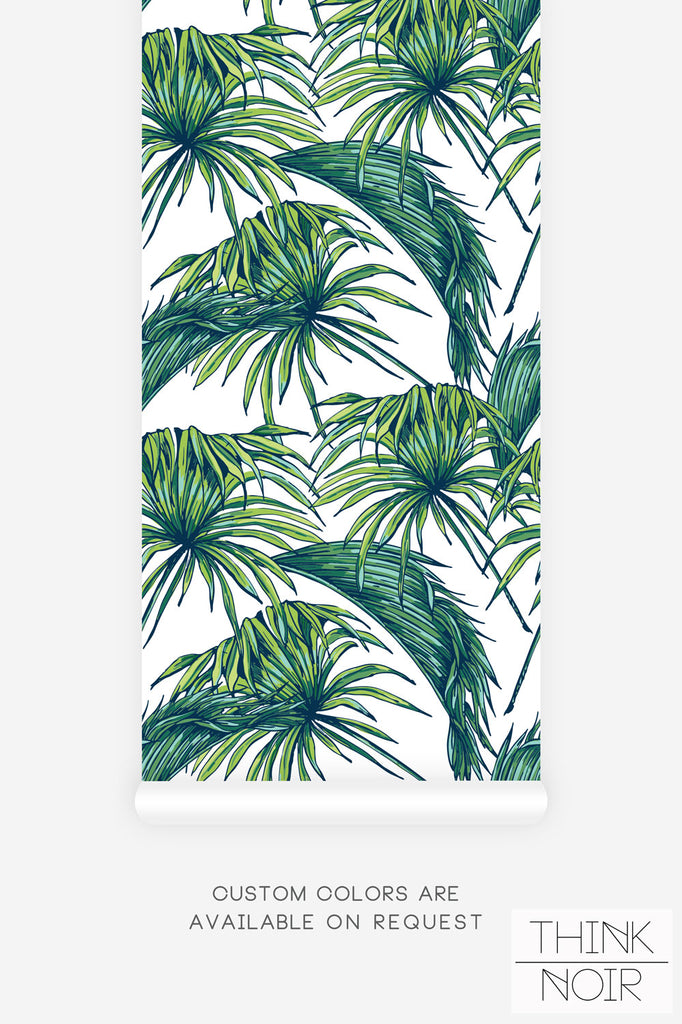 comic inspired palm leaves print wallpaper