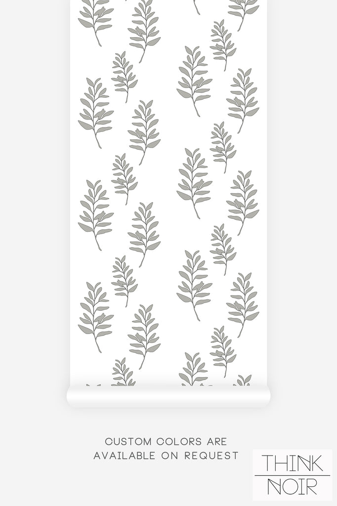neutral wallpaper background with floral leaves pattern