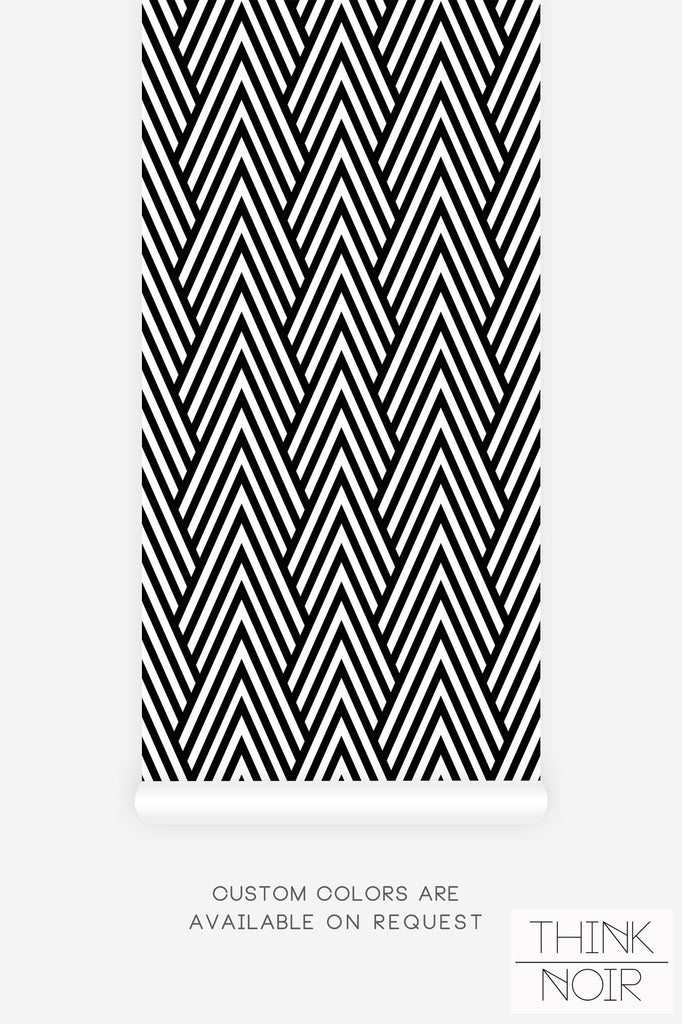 geometric mountain inspired wallpaper pattern in black and white
