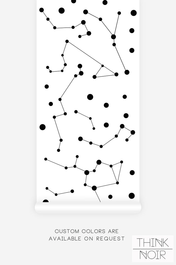 space inspired kids bedroom wallpaper in black and white