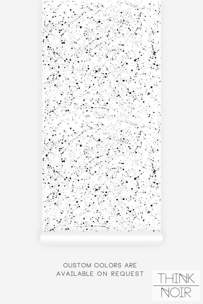 splatter print wallpaper in black and white