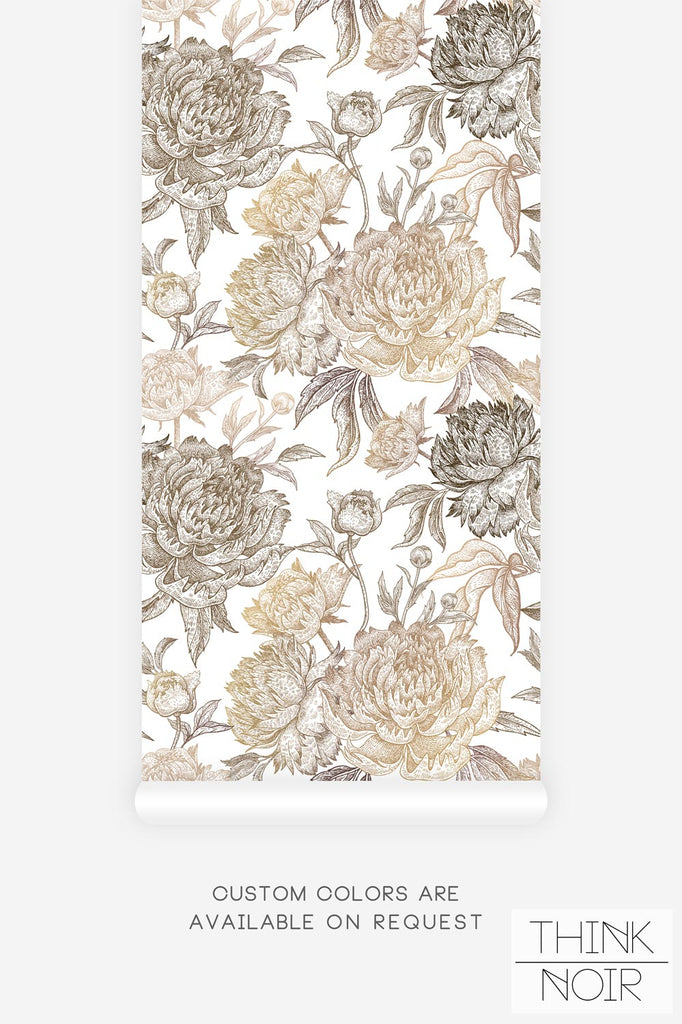 vintage floral wallpaper with chic peonies