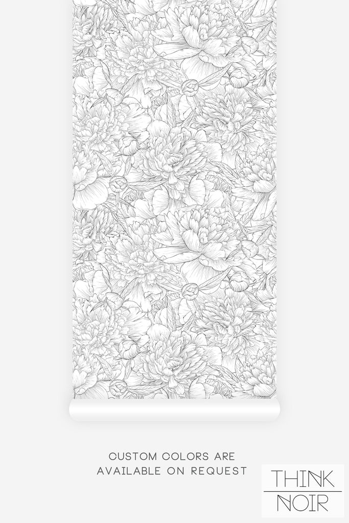 drawing inspired floral nursery wallpaper