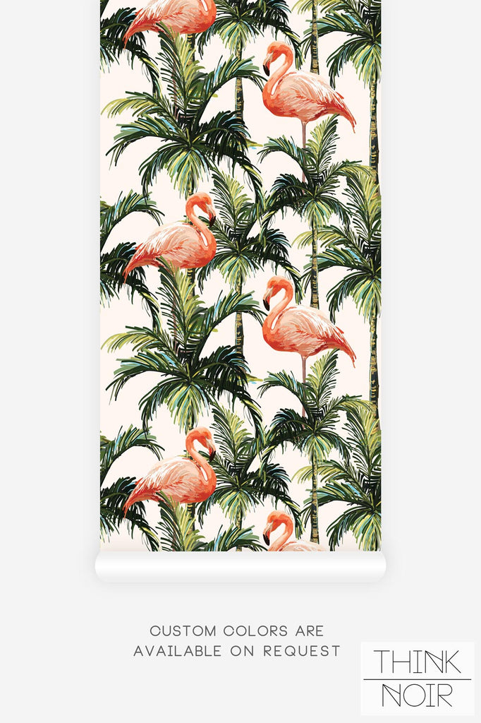 bright pink flamingo print wallpaper