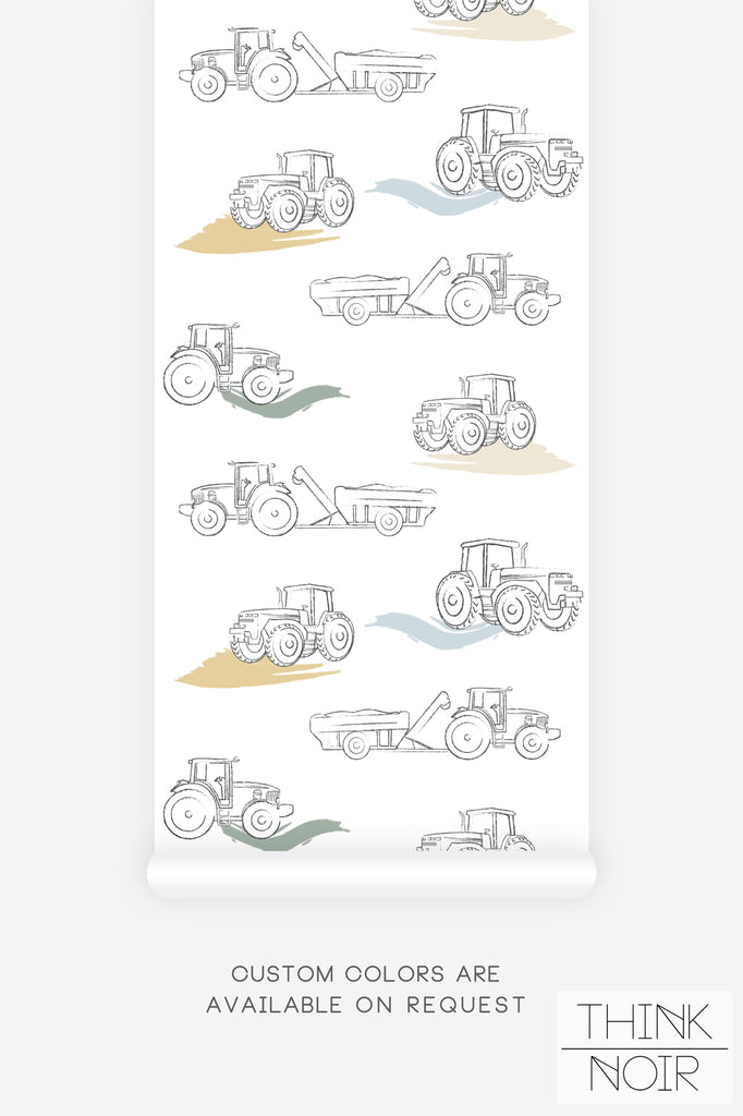 pastel tractor drawing wallpaper design