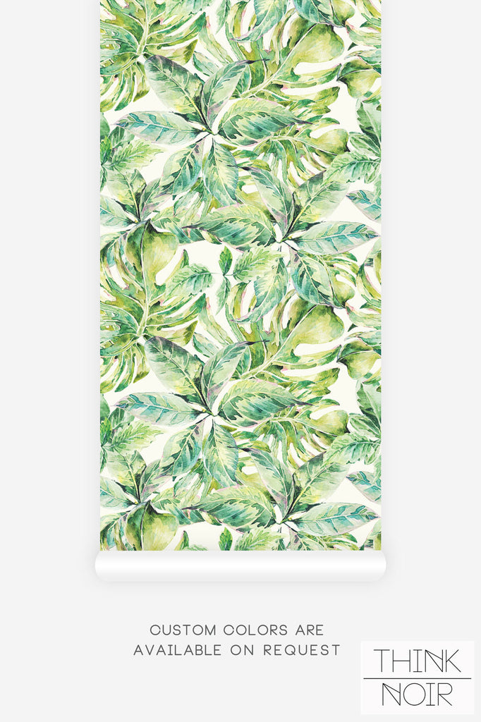 green leaves print wallpaper peel and stick