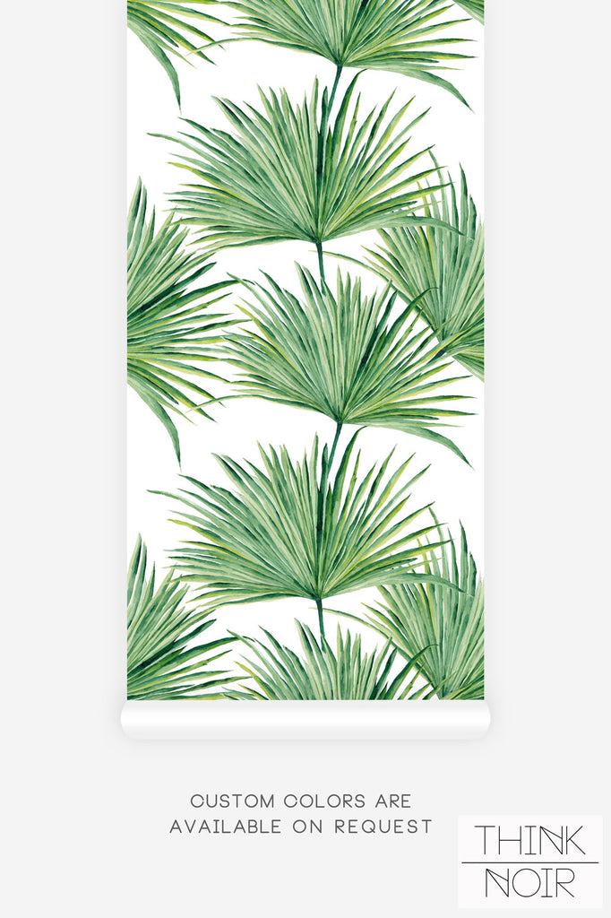 bright and modern palm leaves print design wallpaper