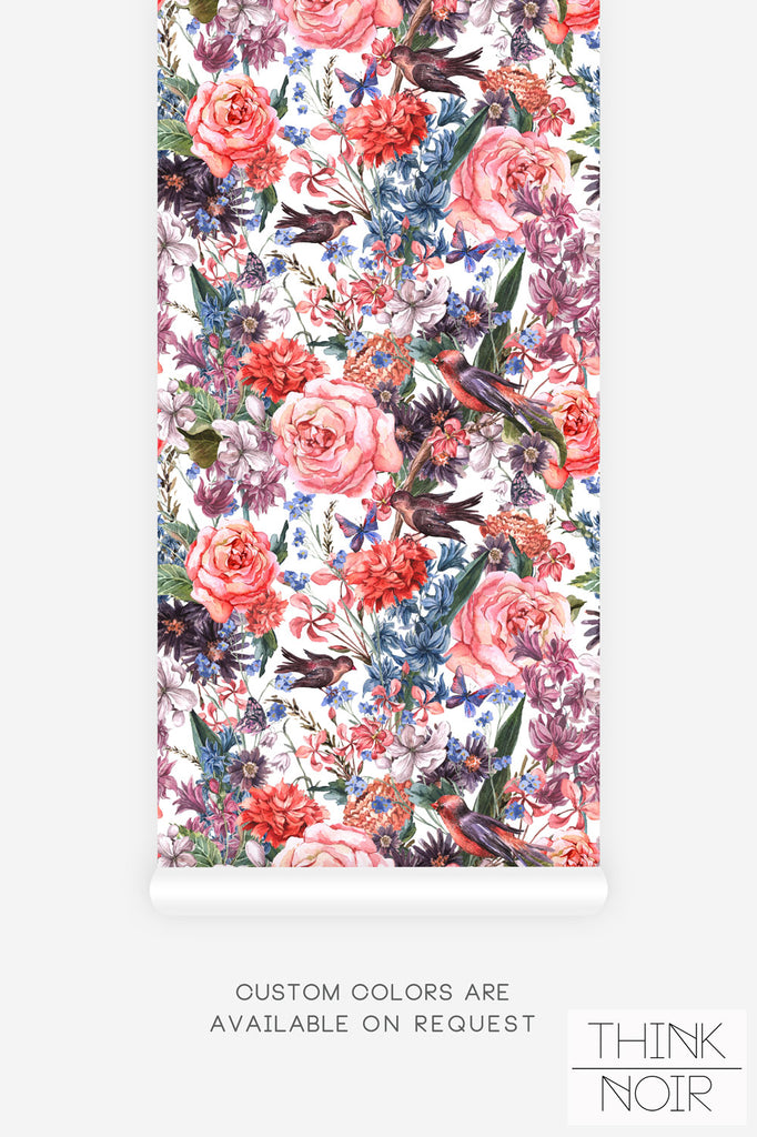colorful floral arrangement print wallpaper